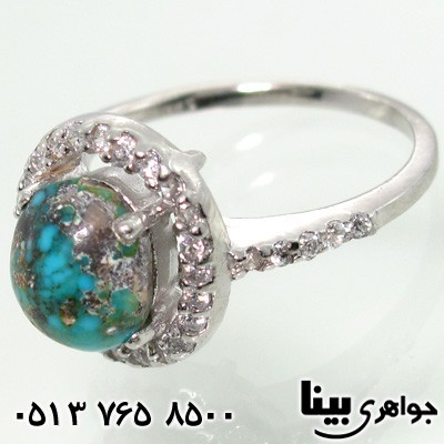 انگشتر فیروزه نیشابوری شجری بیضی زنانه