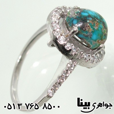 انگشتر فیروزه نیشابوری شجری بیضی زنانه