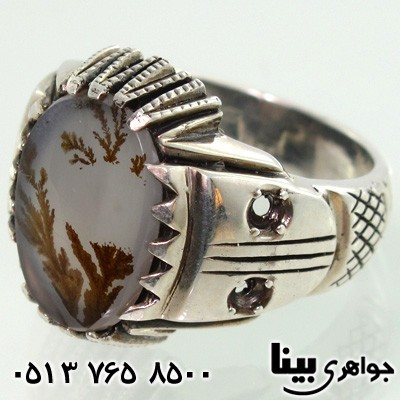 انگشتر عقیق شجری طرح مرجان مردانه