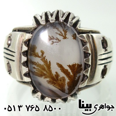 انگشتر عقیق شجری طرح مرجان مردانه
