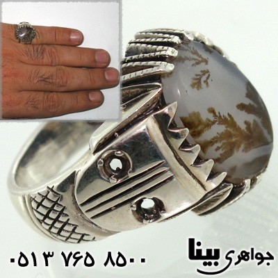 انگشتر عقیق شجری طرح مرجان مردانه