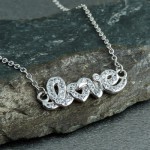 گردنبند نقره طرح love رودیوم درجه یک _کد:23307