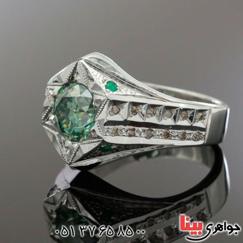 انگشتر الماس روسی مردانه فاخر و زیبا (موزانایت) _کد:23311