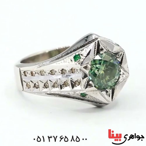 انگشتر الماس روسی مردانه فاخر و زیبا (موزانایت) _کد:23311