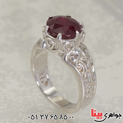 انگشتر یاقوت سرخ خوشرنگ دور برلیانی _کد:23321
