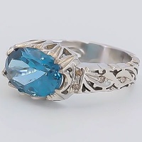 انگشتر توپاز خوشرنگ دست ساز و برلیان 