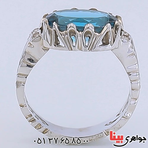 انگشتر توپاز خوشرنگ دست ساز و برلیان _کد:23346