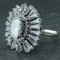 انگشتر نقره پرنس تک نگین رودیوم زنانه 