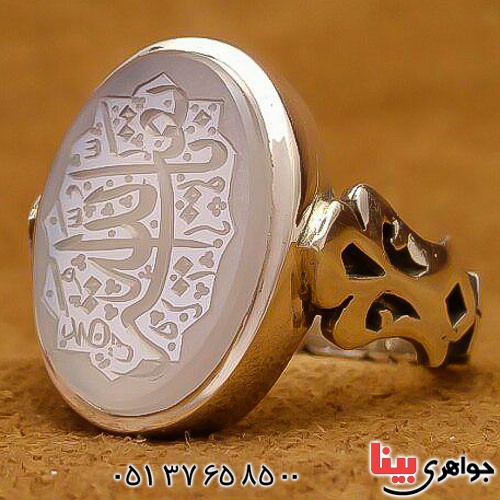 انگشتر عقیق یمنی نباتی خطی دست ساز _کد:23375