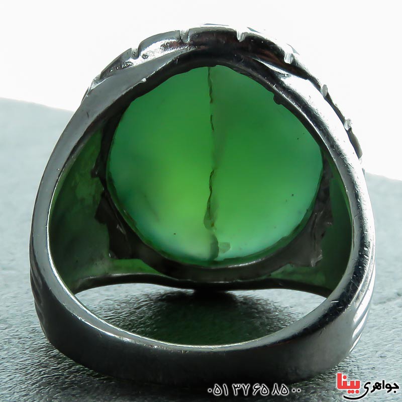 انگشتر یشم هندی با تراش الماسی مردانه _کد:23393