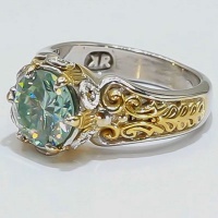 انگشتر الماس روسی (موزانایت) دور برلیانی 