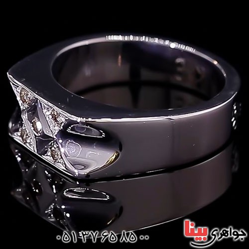 انگشتر نقره دور الماس فاخر مردانه _کد:23408