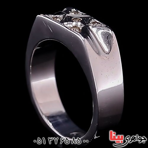 انگشتر نقره دور الماس فاخر مردانه _کد:23408