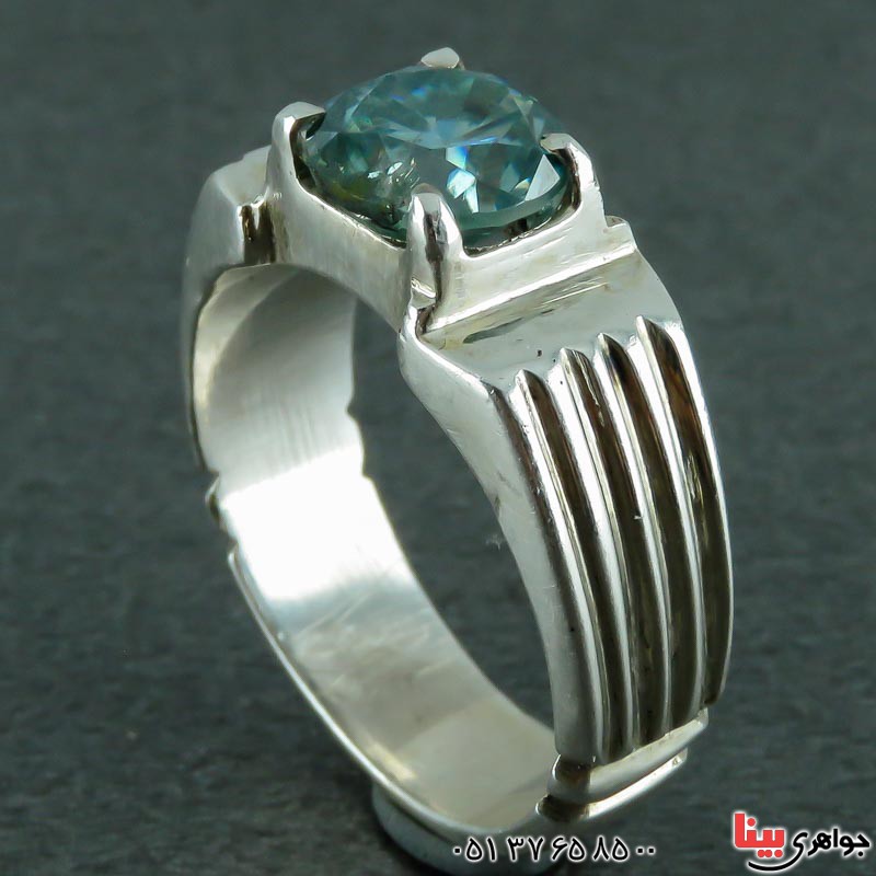 انگشتر الماس روسی (موزانایت) خوشرنگ مردانه _کد:23417
