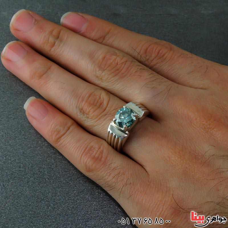 انگشتر الماس روسی (موزانایت) خوشرنگ مردانه _کد:23417