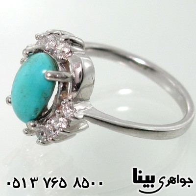 انگشتر فیروزه نیشابوری رادیوم چهار چنگ زنانه