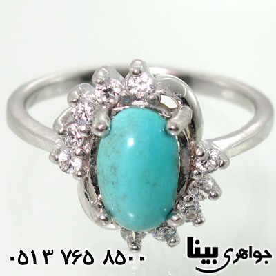 انگشتر فیروزه نیشابوری رادیوم چهار چنگ زنانه