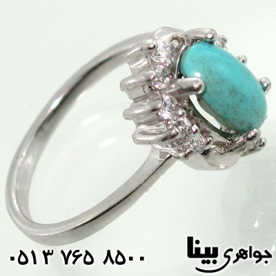 انگشتر فیروزه نیشابوری رادیوم چهار چنگ زنانه