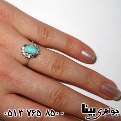 انگشتر فیروزه نیشابوری رادیوم چهار چنگ زنانه