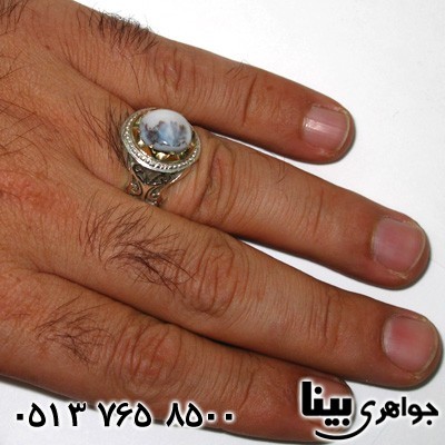 انگشتر عقیق شجری دور طلایی مردانه