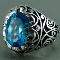 انگشتر توپاز دور الماس بسیار عالی فاخر مردانه 