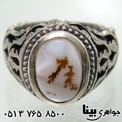 انگشتر عقیق شجری دور ساده مردانه