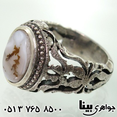 انگشتر عقیق شجری دور ساده مردانه