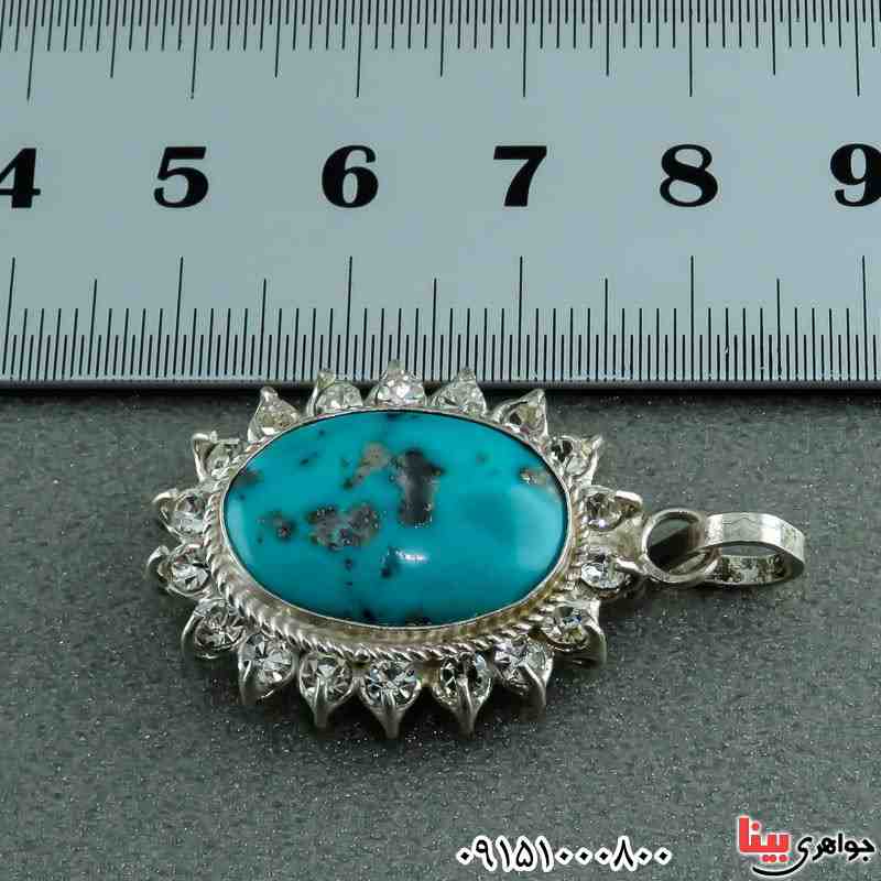 گردنبند فیروزه خوشرنگ خاص دورجواهری زنانه _کد:23499