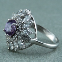 انگشتر آمتیست آفریقایی زنانه روکش رودیوم 
