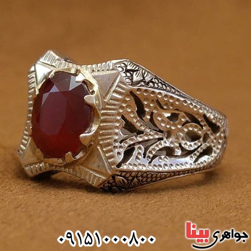 انگشتر یاقوت سرخ خوشرنگ خاص فاخر مردانه _کد:23549