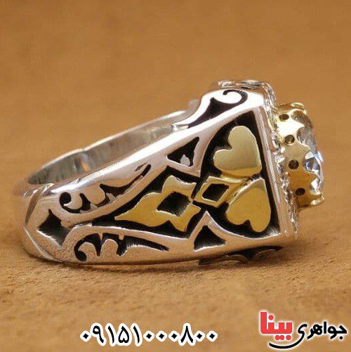 انگشتر الماس روسی (موزانایت) دور برلیانی مردانه _کد:23559