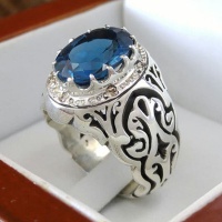 انگشتر توپاز خوشرنگ دور برلیانی مردانه 