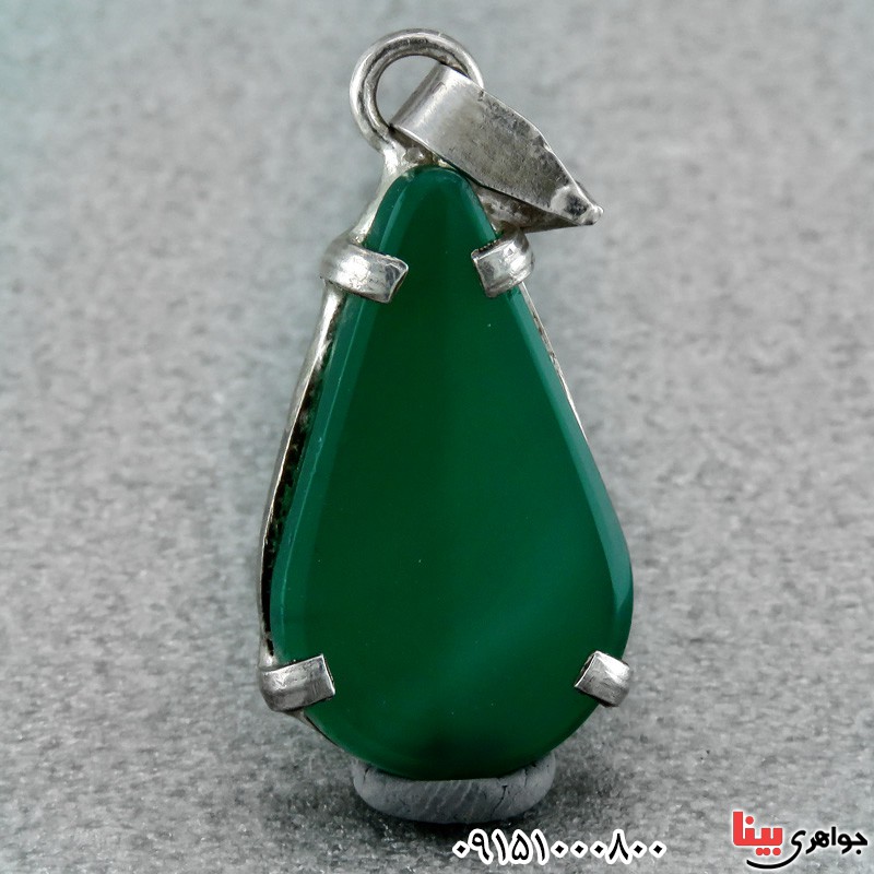 گردنبند عقیق سبز اشکی شکل خاص خوشرنگ _کد:23689