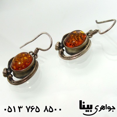 گوشواره کهربا طرح گل نگین درشت