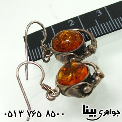 گوشواره کهربا طرح گل نگین درشت