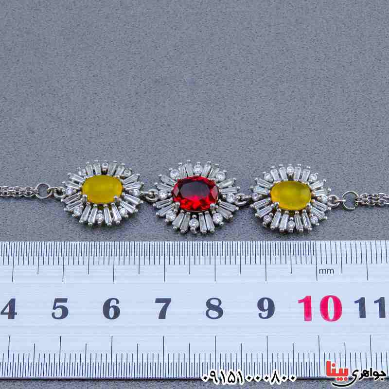 دستبند چند جواهر خوشرنگ خاص رودیوم زنانه _کد:23705