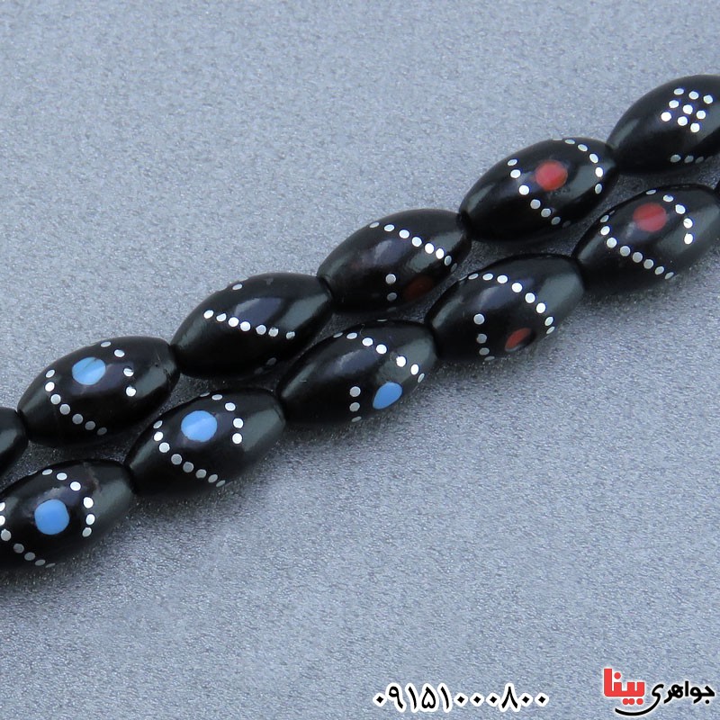 تسبیح یسر مصری میخکوب با مرصع فیروزه و مرجان _کد:23726
