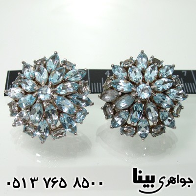 گوشواره آکوآمارین درشت فاخر زنانه