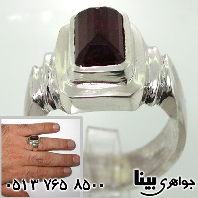 انگشتر یاقوت گارنت فاخر تک مردانه