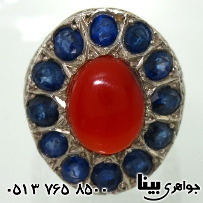 انگشتر یاقوت کبود عقیق نشان سلطانی مردانه