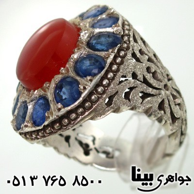 انگشتر یاقوت کبود عقیق نشان سلطانی مردانه