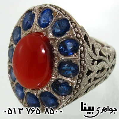 انگشتر یاقوت کبود عقیق نشان سلطانی مردانه