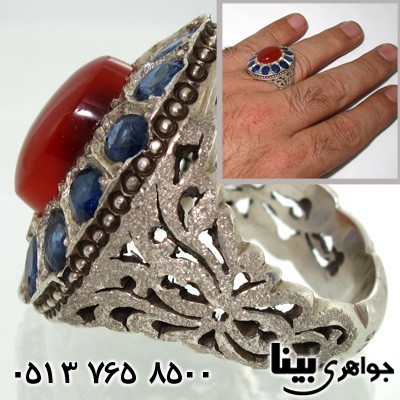 انگشتر یاقوت کبود عقیق نشان سلطانی مردانه