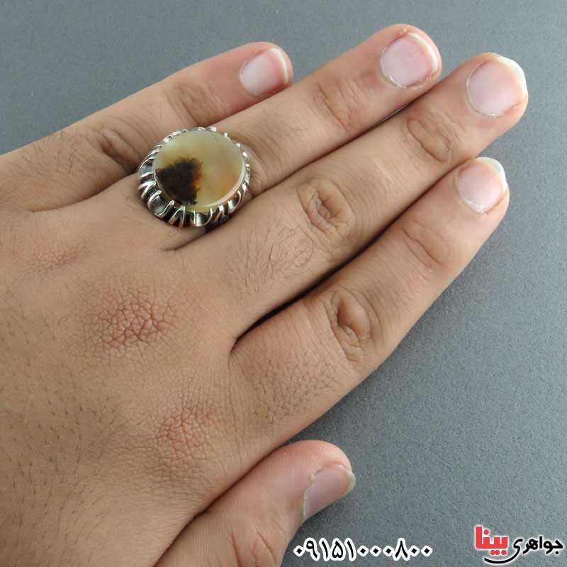 انگشتر عقیق شجری طبیعی خوشرنگ مردانه _کد:23844
