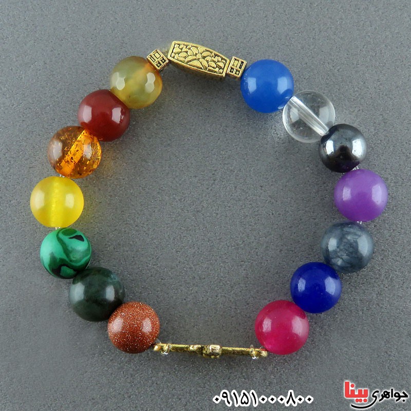 دستبند چند جواهر سنگ درمانی خوشرنگ خاص _کد:23934
