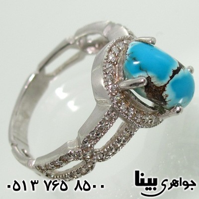 انگشتر فیروزه نیشابوری زنانه طرح ایکس