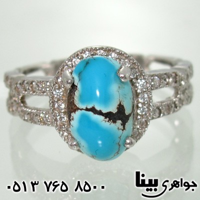 انگشتر فیروزه نیشابوری زنانه طرح ایکس
