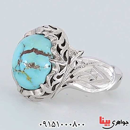 انگشتر فیروزه نیشابوری فاخر خوشرنگ مردانه _کد:24012