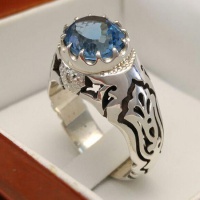 انگشتر توپاز دست ساز و فاخر مردانه 