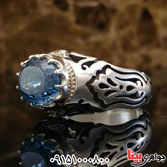 انگشتر توپاز دست ساز و فاخر مردانه _کد:24013